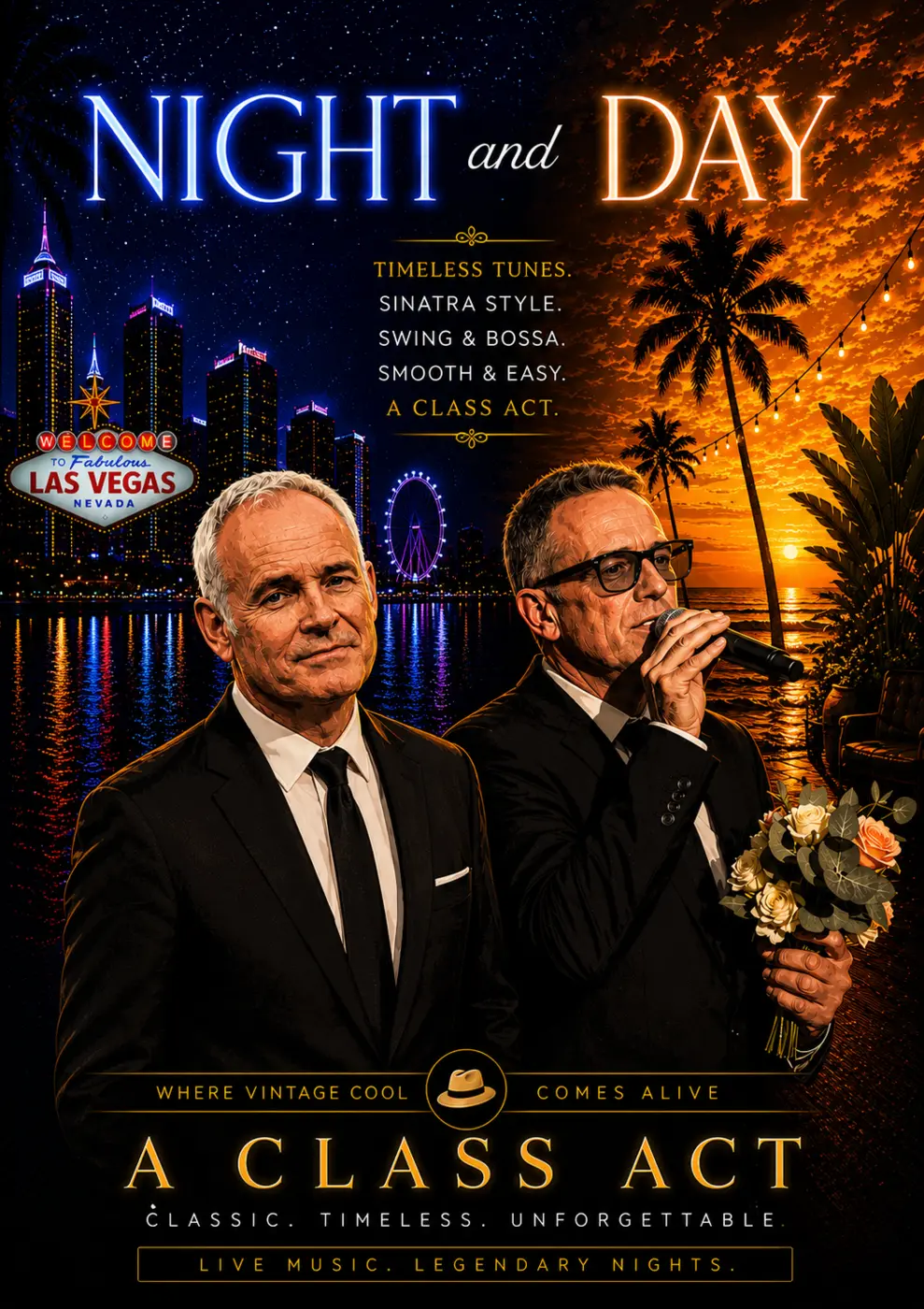 Lionel Robinson and Matt Farmer in a Night and Day promotional poster