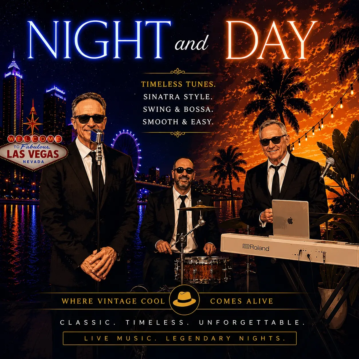 Night and Day trio with vocals, drums and piano